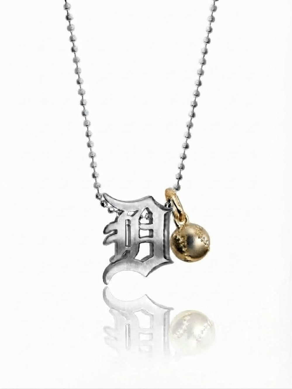 Alex Woo Detroit Tigers Sterling Silver Necklace Charm D with 14K Gold Baseball